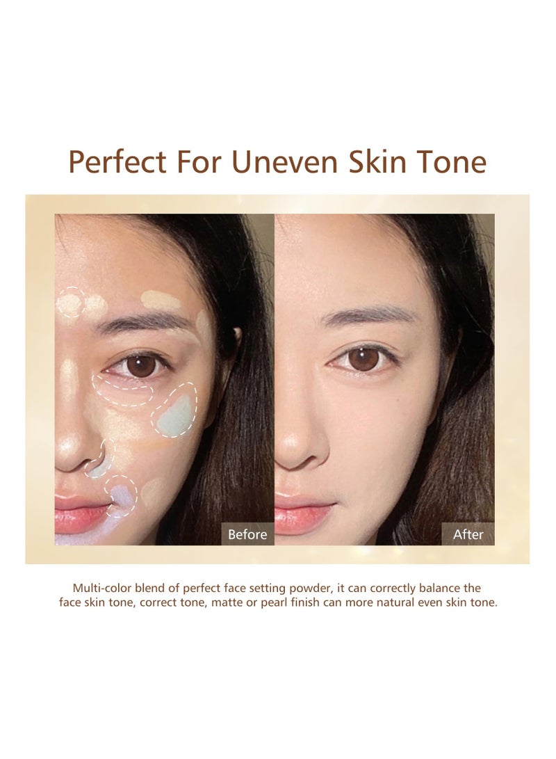 KASTWAVE Longwearing Matte Oil Control Makeup Powder, Multi-Colored Pressed Finishing Powder, Color Correcting for Even Tone Pressed Powder, Waterproof Powder, Brightening Setting Powder for Women Girls - Image 3