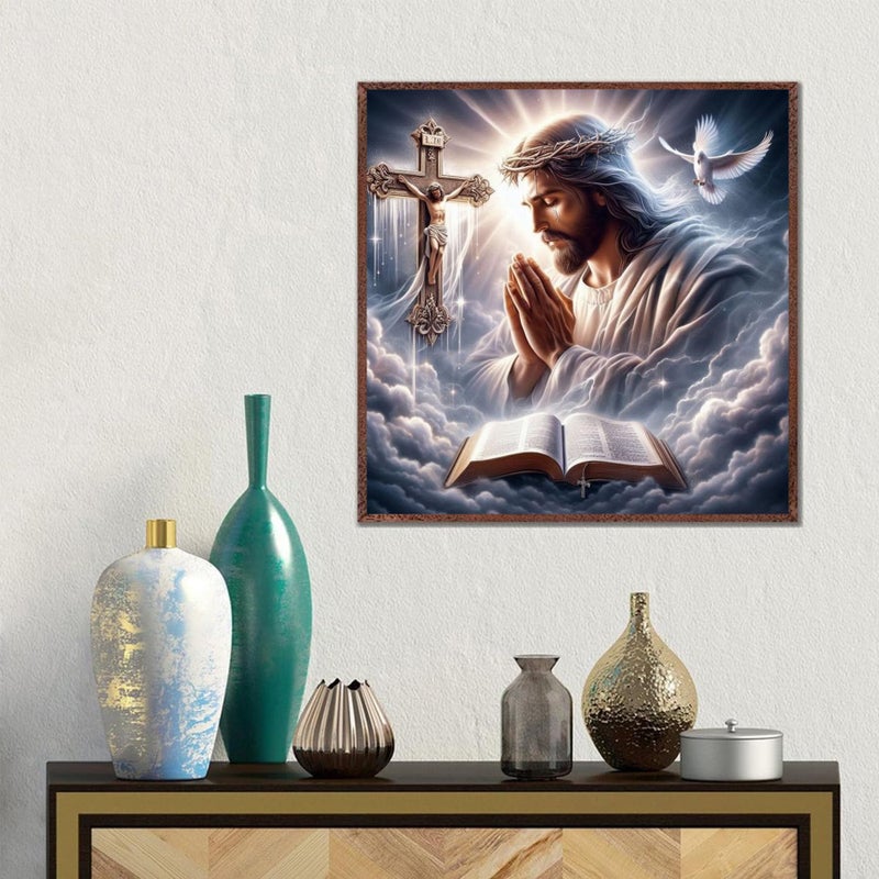 ckdiluy Jesus Prayer Diamond Art Kits for Adults, DIY Religious Diamond Painting Kits Round Diamond Dots for Adults,5D Full Drill Christ Painting Kit Art and Crafts for Adult Home Wall Decor 14 X 14inch - Image 4