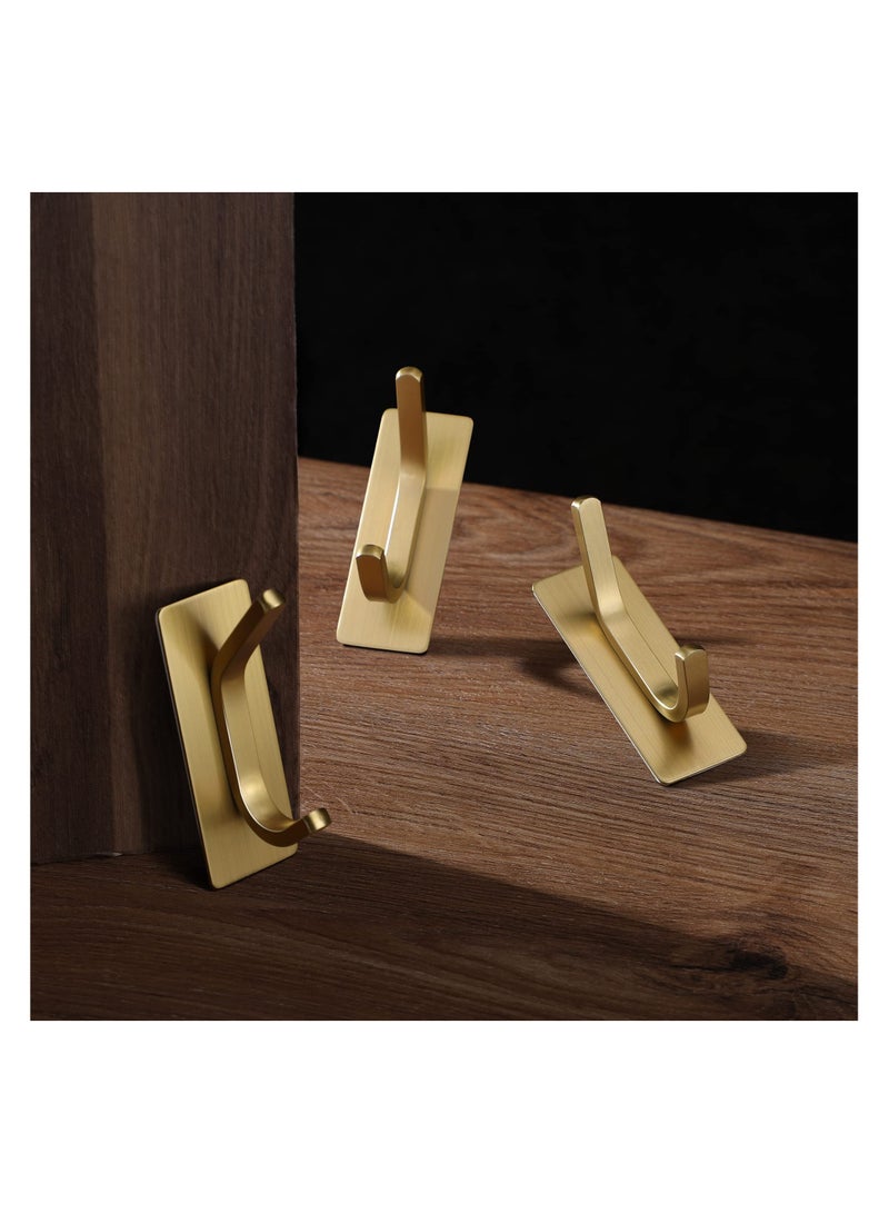 4 Packs Towel Hooks/Adhesive Hooks, Brushed Gold Wall Hooks for Hanging Coat, Hat,Towel Robe Hook, Bathroom and Bedroom, Stainless Steel (Gold) - Image 3
