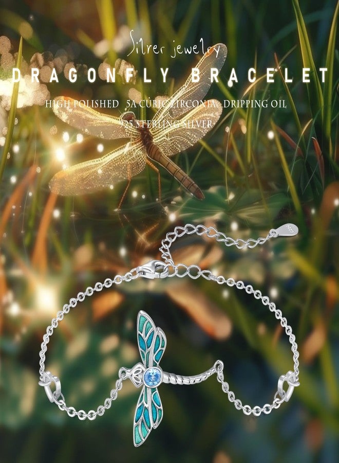Cuoka Dragonfly Bracelet For Women S925 Sterling Silver Oil Dripping Dragonfly Jewelry Gifts For Her (Dragonfly Bracelet-01) - Image 4