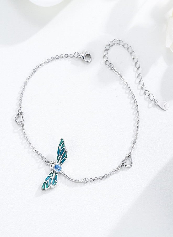 Cuoka Dragonfly Bracelet For Women S925 Sterling Silver Oil Dripping Dragonfly Jewelry Gifts For Her (Dragonfly Bracelet-01) - Image 3