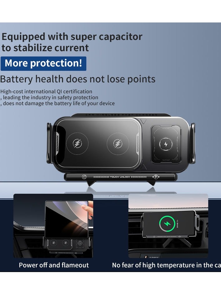 BESTPEAK 2 in 1 Automatic Rotating Phone Holder, Car Charger Fast Charging Phone Holder for Smartphones/Tablets/Foldable Phones (Black) - Image 4