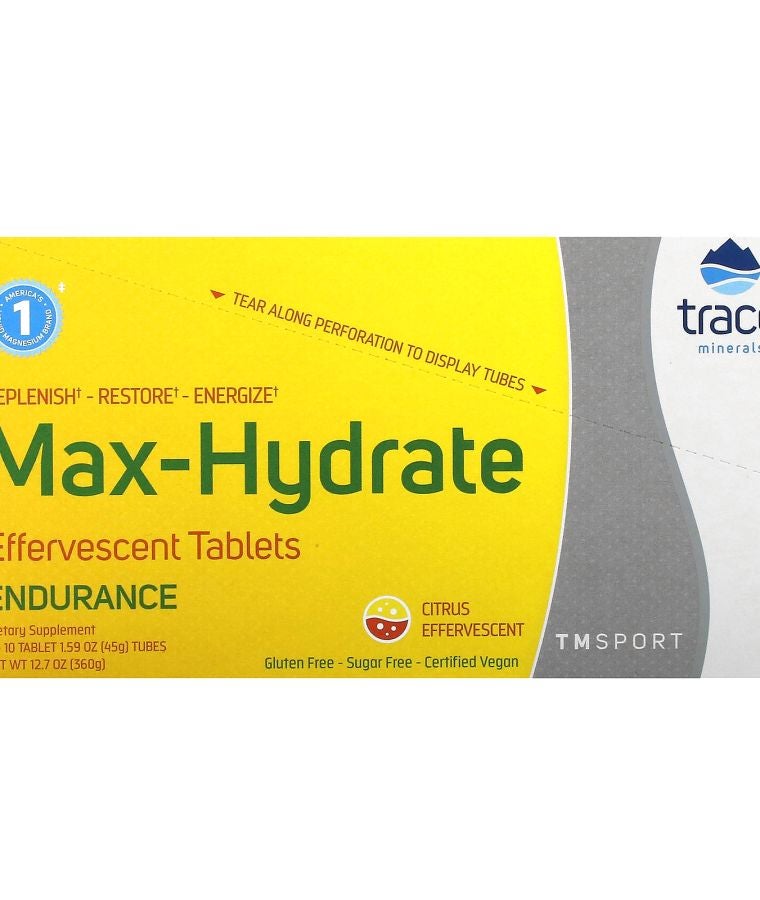 TM Sport Max-Hydrate Endurance Effervescent Tablets Citrus 8 Tubes 10 Tablets Each