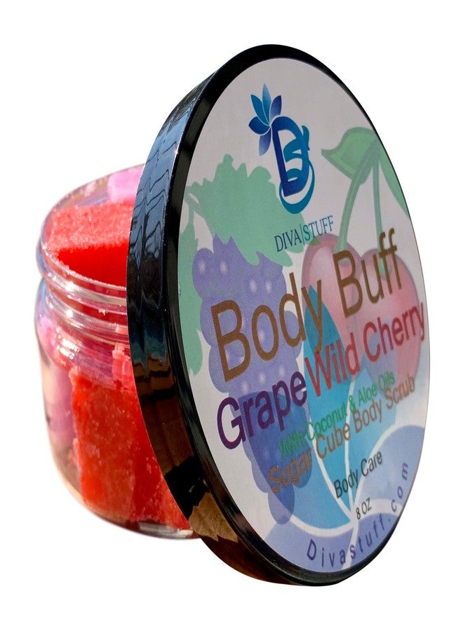 Diva Stuff Sugar Cube Body Buff Scrub, Exfoliates and Hydrates Skin, Pairs With Our Crepey Skin Cream - Grape Wild Cherry, 8 oz (Made in the USA) - Image 1