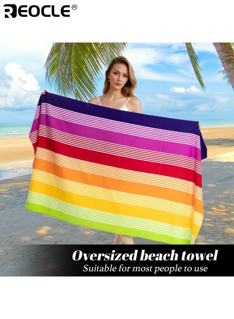 REOCLE Ultra-Soft Microfiber Beach Towel Quick-Drying Sand-Free Highly Absorbent Towel Comfortable Blanket Machine Washable Ideal for Travel Yoga Camping Swimming Beach 35.4"*70.9" - Image 1