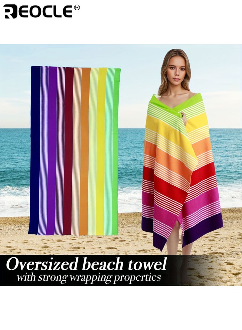 REOCLE Ultra-Soft Microfiber Beach Towel Quick-Drying Sand-Free Highly Absorbent Towel Comfortable Blanket Machine Washable Ideal for Travel Yoga Camping Swimming Beach 35.4"*70.9" - Image 4