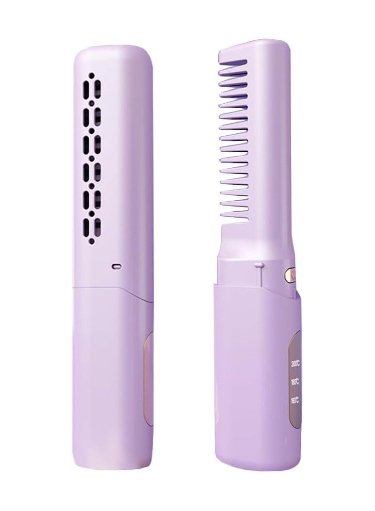 Rechargeable Mini Hair Straightener, Cordless Styling Comb Iron LCD Display, USB Portable Travel Brush for Women, Anti-static Negative Ion, Even Heating - Image 1