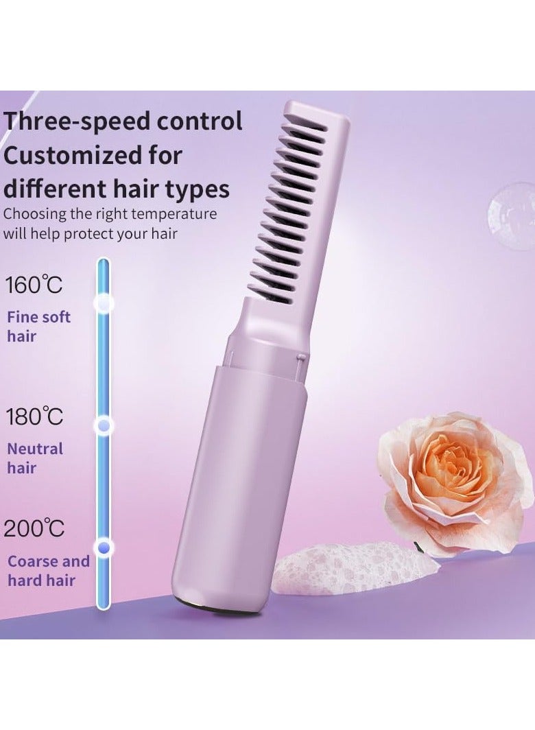 Rechargeable Mini Hair Straightener, Cordless Styling Comb Iron LCD Display, USB Portable Travel Brush for Women, Anti-static Negative Ion, Even Heating - Image 5