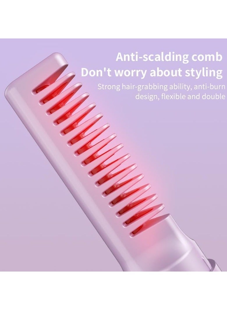 Rechargeable Mini Hair Straightener, Cordless Styling Comb Iron LCD Display, USB Portable Travel Brush for Women, Anti-static Negative Ion, Even Heating - Image 4
