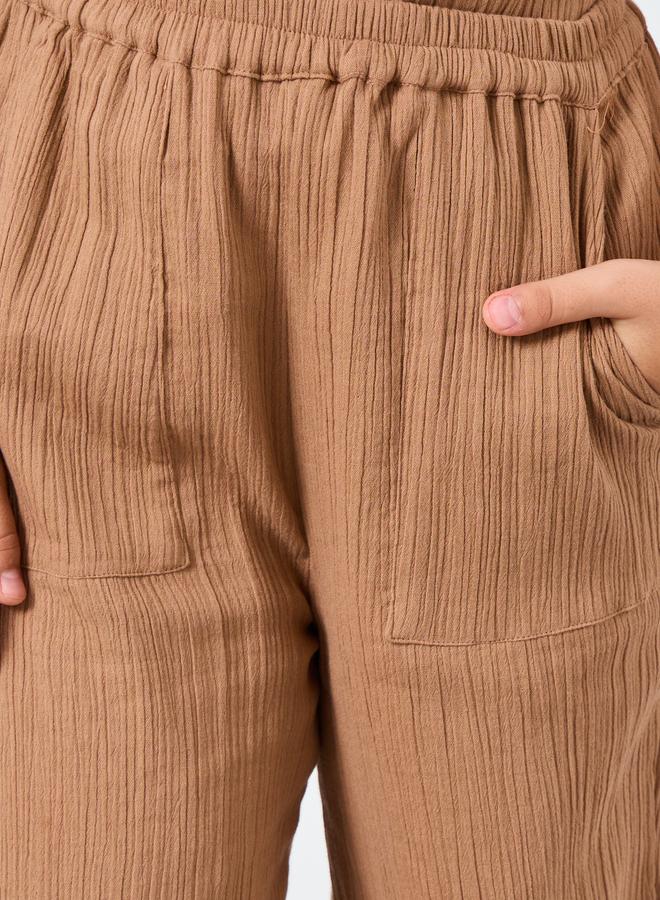 ستايلي بنطلون بناتي مزدوج القطن بنقشة بنية - Image 3