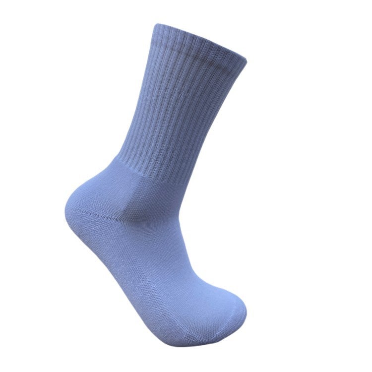 Generic Solid color towel bottom thick mens socks European and American street hip hop skateboard Sports Basketball cotton socks manufacturers wholesale a7 White