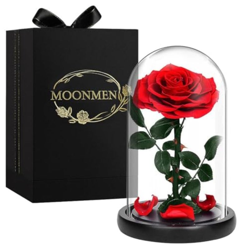 Large-size Forever Rose Preserved Flower, Real Eternal Rose in Glass Dome Preserved Flower with Luxury Box - Anniversary Gift for Girlfriend Wife Holiday Wedding Birthday - Image 1
