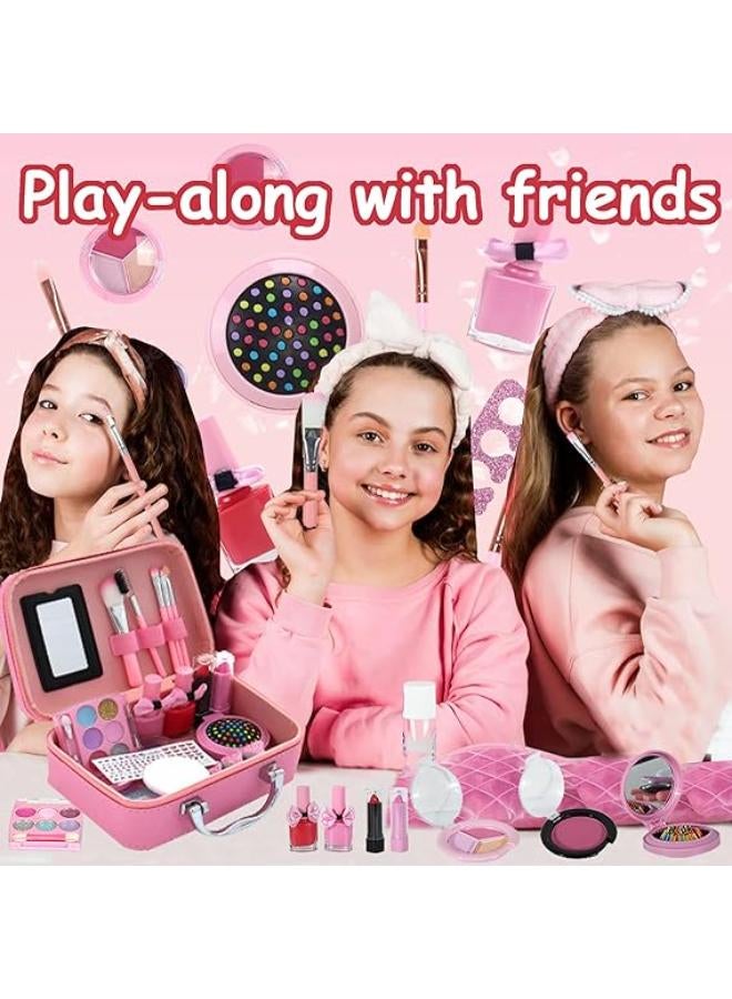OYDAS 20 Pcs Kids Makeup Toy Kit for Girls,Washable Makeup Set Toy with Cosmetic Case for Little Girl,Non Toxic,Washable Make Up Toy (Cosmetic hand bag)  - Image 2