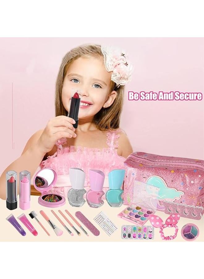 OYDAS 20 Pcs Kids Makeup Toy Kit for Girls,Washable Makeup Set Toy with Cosmetic Case for Little Girl,Non Toxic,Washable Make Up Toy (Cosmetic hand bag)  - Image 5