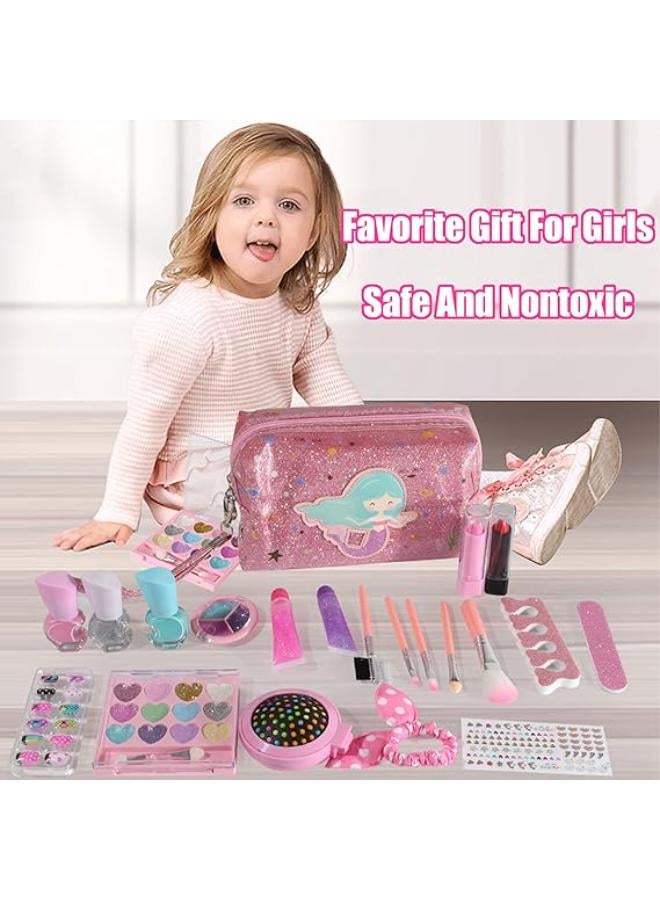 OYDAS 20 Pcs Kids Makeup Toy Kit for Girls,Washable Makeup Set Toy with Cosmetic Case for Little Girl,Non Toxic,Washable Make Up Toy (Cosmetic hand bag)  - Image 3