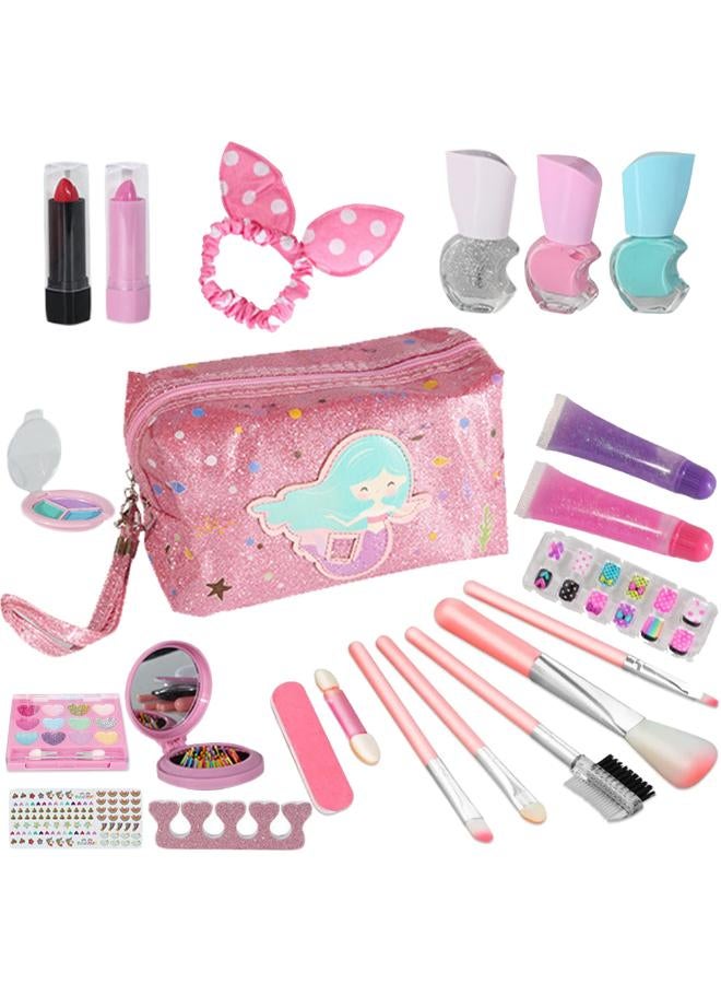 OYDAS 20 Pcs Kids Makeup Toy Kit for Girls,Washable Makeup Set Toy with Cosmetic Case for Little Girl,Non Toxic,Washable Make Up Toy (Cosmetic hand bag)  - Image 1
