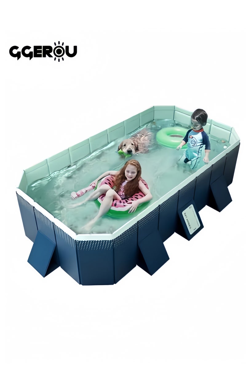 GGEROU Folding Swimming Pool,Non-Inflatable Swimming Pool,Children Pool,Oversized Family Pool,Portable Swimming Pool,for Indoor, Outdoor,Garden,Summer Water Party 300 * 165 * 55cm - Image 1