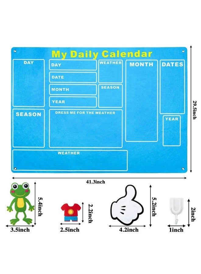 WATINC My First Daily Calendar Felt-Board for Kids 3.5Ft 70Pcs All About Today Funky Frog Weather Season Chart Days of The Week Circle Time Bulletin Board Preschool Early Learning Play Kit for Wall - Image 2
