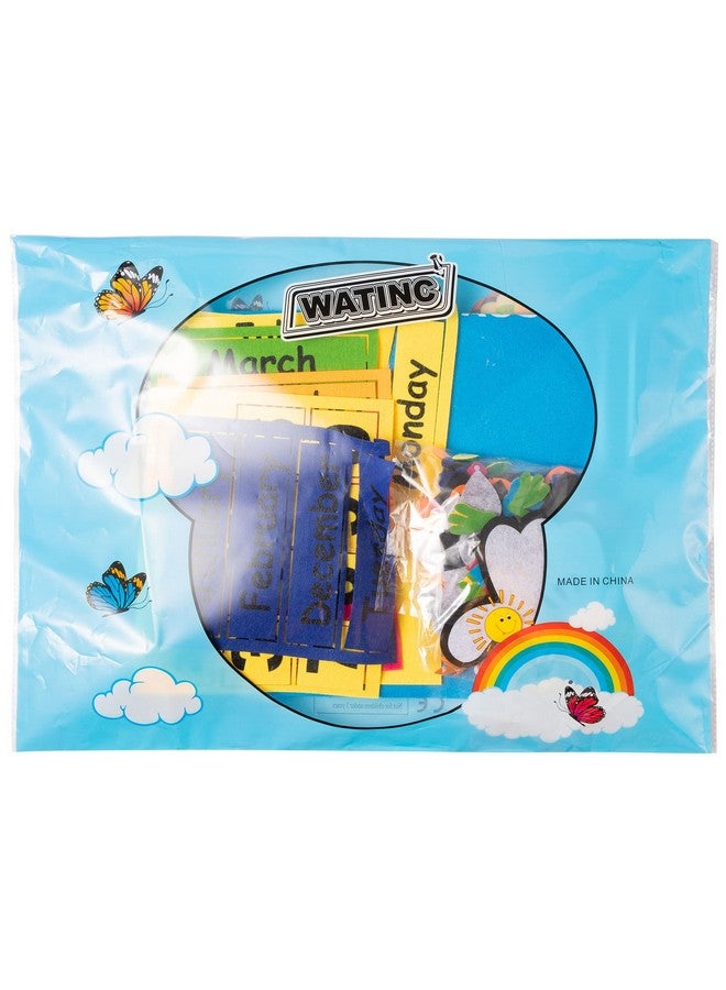 WATINC My First Daily Calendar Felt-Board for Kids 3.5Ft 70Pcs All About Today Funky Frog Weather Season Chart Days of The Week Circle Time Bulletin Board Preschool Early Learning Play Kit for Wall - Image 5