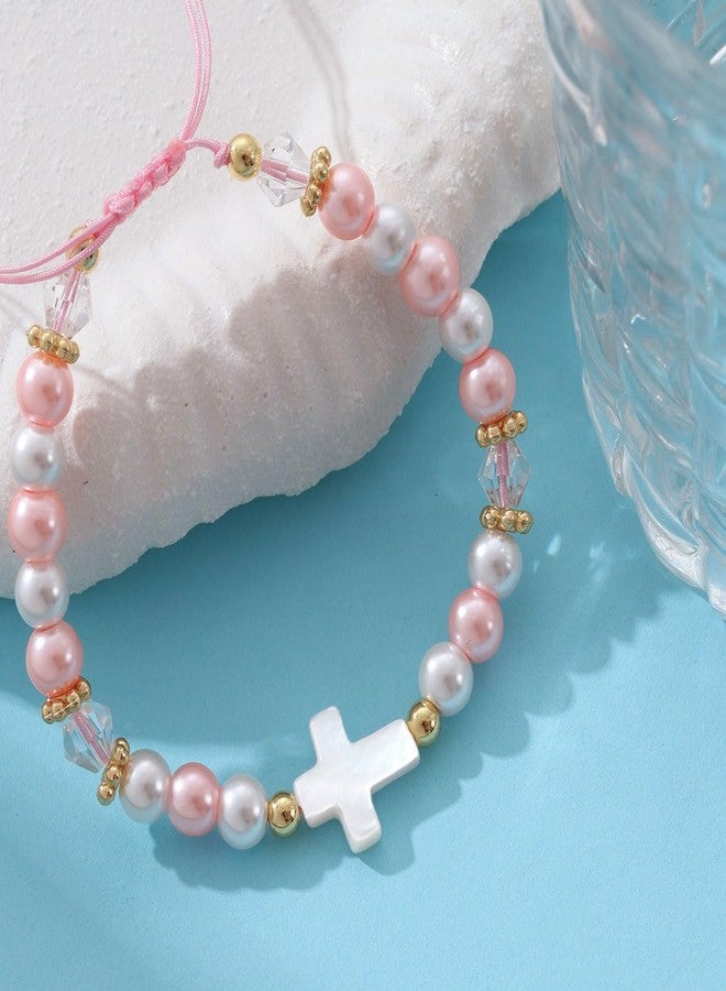AULSIEY First Holy Communion Bracelet Gifts for Girls, Comfirmation Gift for Teens, Cross Bracelet for Girls Goddaughter, Baptism Gifts Cross Blessing Bracelets for Goddaughter - Image 3