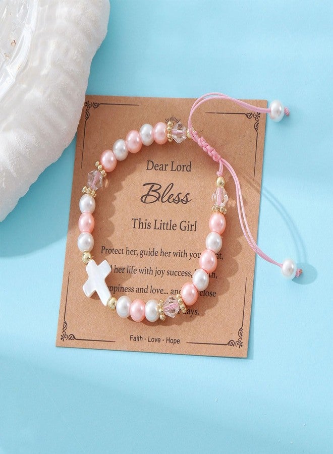 AULSIEY First Holy Communion Bracelet Gifts for Girls, Comfirmation Gift for Teens, Cross Bracelet for Girls Goddaughter, Baptism Gifts Cross Blessing Bracelets for Goddaughter - Image 4
