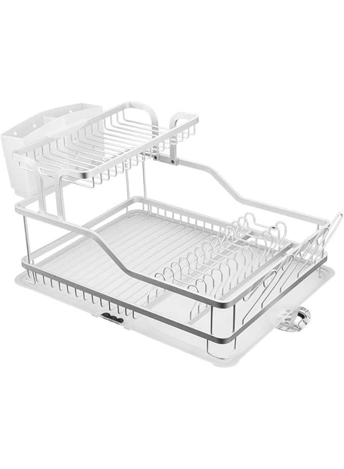 Multi-purpose dish rack - Cup and plate shelves + side spoon drainer | Smart design for easy drying and organizing the kitchen | Strong material and space saving AR  - Image 1