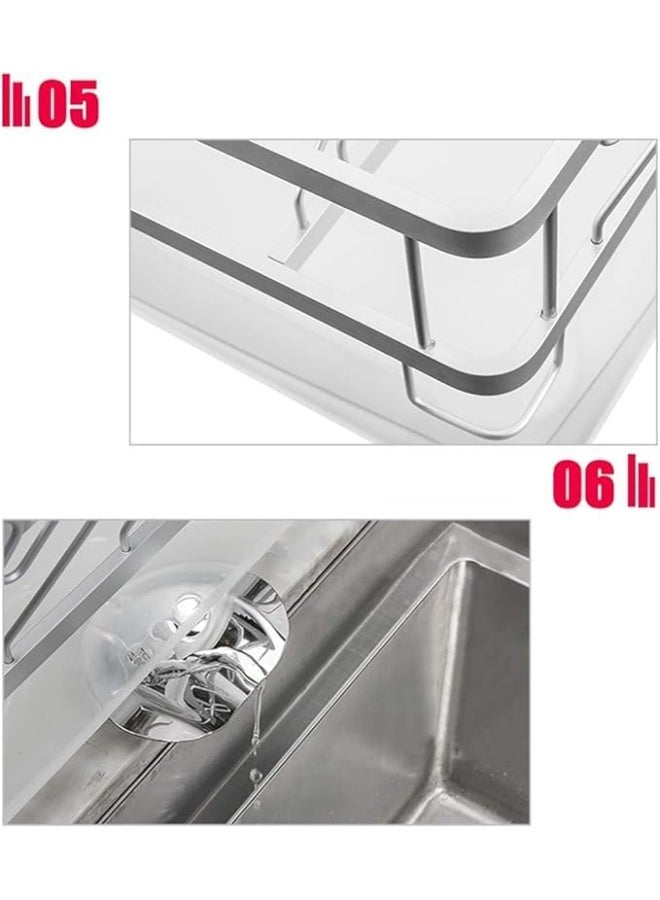 Multi-purpose dish rack - Cup and plate shelves + side spoon drainer | Smart design for easy drying and organizing the kitchen | Strong material and space saving AR  - Image 5