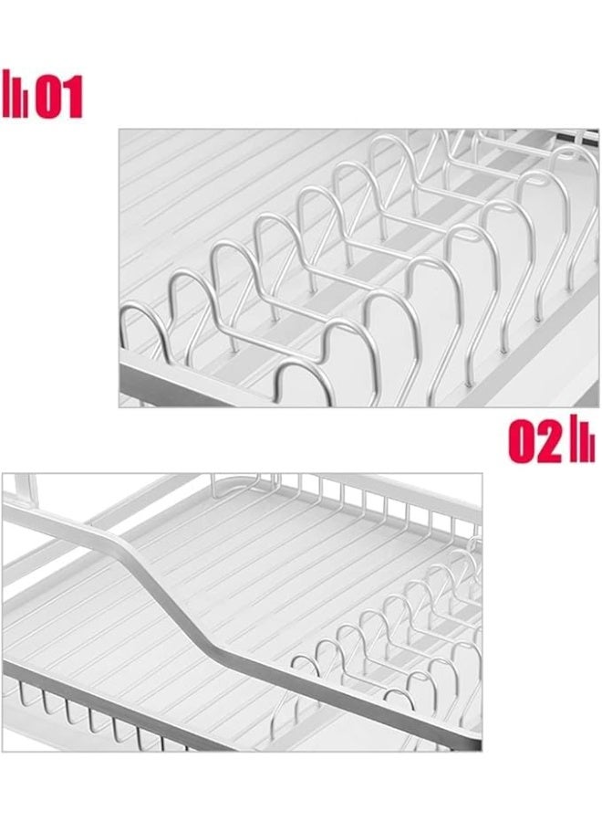 Multi-purpose dish rack - Cup and plate shelves + side spoon drainer | Smart design for easy drying and organizing the kitchen | Strong material and space saving AR  - Image 4