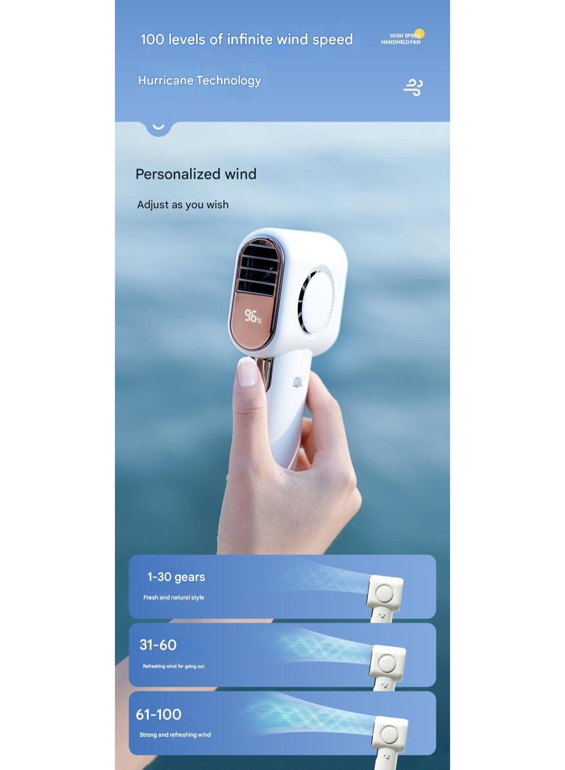 Portable Handheld Fan with Digital Display, 10000 RPM Motor, 100-Speed Settings, 4000mAh Fast USB Charging, 133g Ultra-Light, Mini Pocket-Sized for Outdoor/Travel