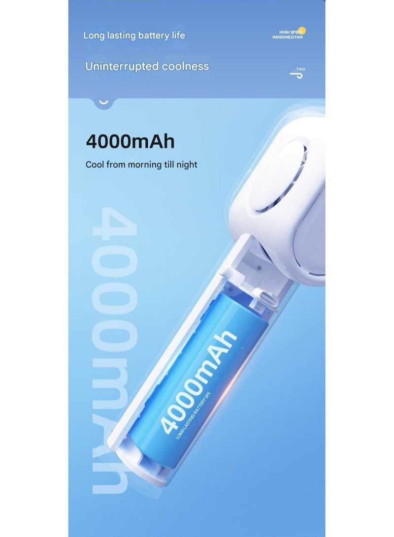 Portable Handheld Fan with Digital Display, 10000 RPM Motor, 100-Speed Settings, 4000mAh Fast USB Charging, 133g Ultra-Light, Mini Pocket-Sized for Outdoor/Travel