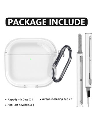 غطاء حماية ناعم من TPU لسماعات AirPods 4 مع مجموعة تنظيف وسلسلة مفاتيح (شفاف) - view 3