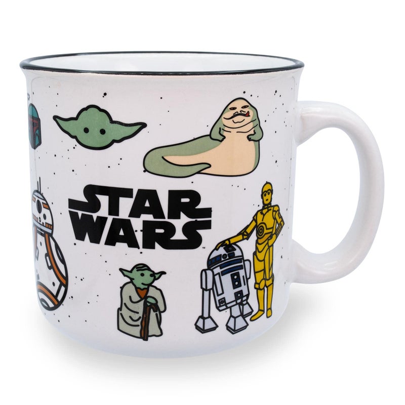 STAR WARS Silver Buffalo Star Wars Characters Ceramic Camper Mug  Holds 20 Ounces  Microwave And Dishwasher Safe