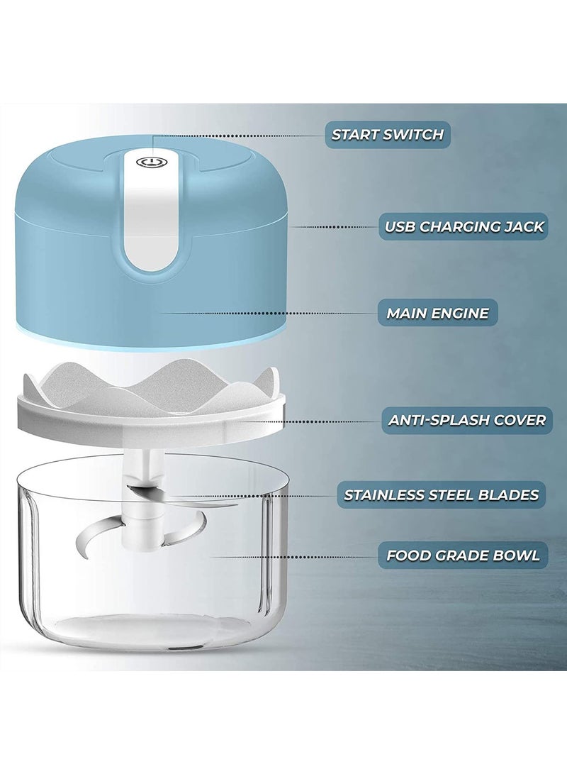عربست مفرمة ثوم كهربائية، مفرمة ثوم 250 مل مع مضرب بيض، مفرمة خضراوات صغيرة محمولة، مطحنة ثوم، مفرمة بصل، معالج طعام صغير USB للخضراوات والثوم والزنجبيل والفلفل الحار - Image 2