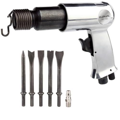 Elephant 190mm Air Hammer Kit with 4 Chisels, 5000 Blows per Minute, Pneumatic Hammer Shovel Tool, Air Chisel Pneumatic Tool (AH-190) - Image 1