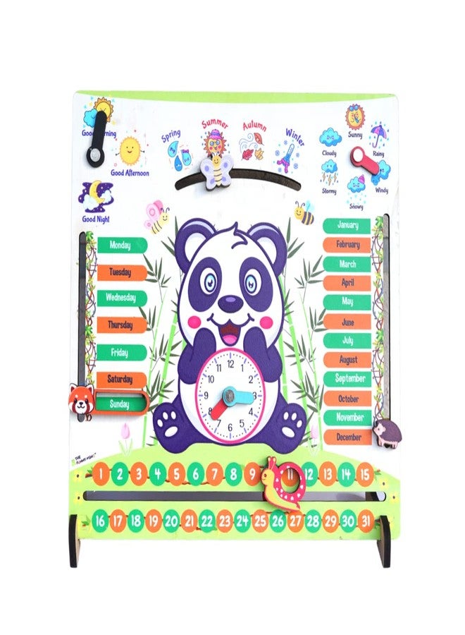 The Funny Mind 7 Activities Teaching Clock with Weather, Days, Months, Dates, Greetings, and Seasons Board Wooden Toy Game for Kids, Toddlers, and Babies | Preschool Educational Toy | Montessori Toy - Image 1