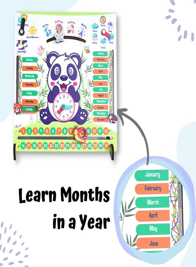 The Funny Mind 7 Activities Teaching Clock with Weather, Days, Months, Dates, Greetings, and Seasons Board Wooden Toy Game for Kids, Toddlers, and Babies | Preschool Educational Toy | Montessori Toy - Image 5
