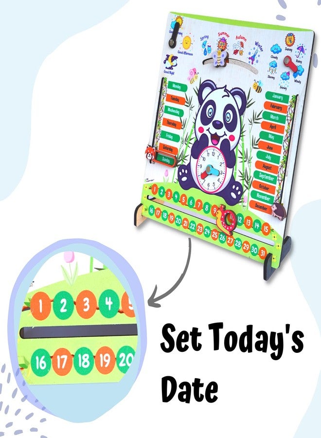 The Funny Mind 7 Activities Teaching Clock with Weather, Days, Months, Dates, Greetings, and Seasons Board Wooden Toy Game for Kids, Toddlers, and Babies | Preschool Educational Toy | Montessori Toy - Image 4
