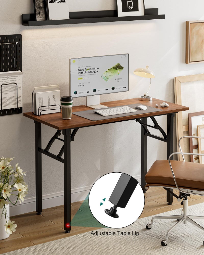 Frylr Small Folding Computer Desk â€“ Portable 43.3 Inch Foldable Laptop Table, Collapsible and Compact for Easy and Fast Setup, Lightweight for Small Spaces, Home Craft and Study Use, Dark Walnut - Image 5