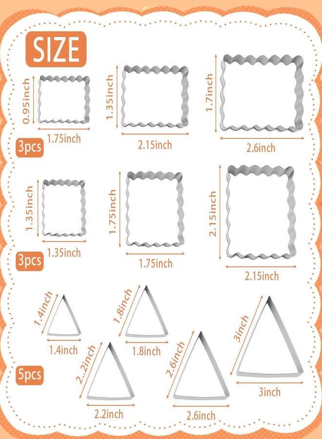 Foyods 11 PCS Rectangle Cookie Cutter Set with Scalloped Edge - Assorted Sizes Stainless Steel Square Cookie Cutter, Fluted Edge Plaque Frame Rectangluar Cookie Cutters Shapes Fondant Molds for Baking - Image 2