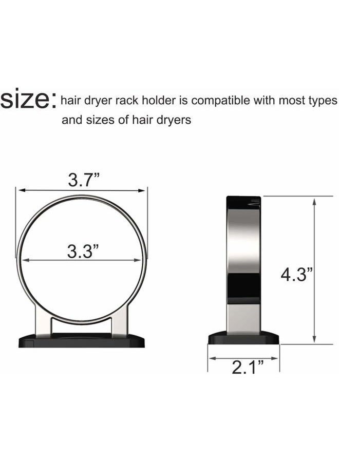 RAIKEDR Hair Dryer Holder, Bathroom Hair Dryer Holder, Hair Care Tools Holder Wall Mount, Styling Tool Organizer for Hair Dryer - Extra Large Rim (Black, L 3.7”×W 2.1”×H 4.3”) - Image 3
