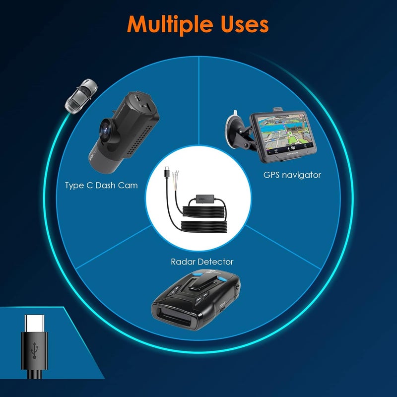 Vantrue 11.5ft Type C USB 12V 24V to 5V Dash Cam Hardwire Kit with Add a Circuit Fuses, Low Voltage Protection for N4, N4 Pro, N5, E1, E1 Lite, E2, E3, S1 Pro, N1 Pro(2023) - Image 5