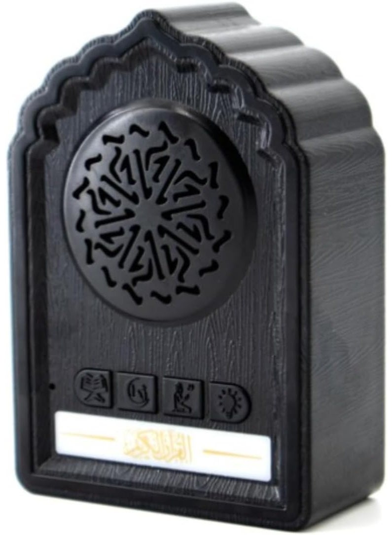 JAJEEK QB812 Black Wall-Mounted Quran Speaker SQ669 – Built-In Wireless Quran Recitation with Bluetooth, 24-Hour Loop for Ruqyah, Dua, Zikir & Healing Verses – LED Night Light, Remote Control, 3-Pin Plug – Islamic Muslim Prayer Audio Speaker for Home or Mosque - Image 1