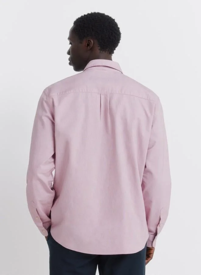 Springfield  Regular fit long-sleeved shirt. lightweight oxford fabric yarn-dyed 100% cotton. raw button and striped ribbon on the inner neck for decoration. Springfield logo embroidered in tone. for Men | Best Price UAE