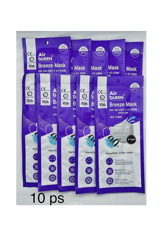 Air QUEEN - Pack of 10 Pieces Breeze Nanofiber Filter Mask (Korea) - Image 1