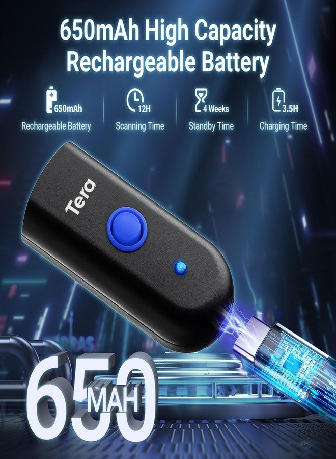 Tera Mini 1D Barcode Scanner: Pocket Waterproof Wireless Laser Scanner 3 in 1 Compatible with Bluetooth USB Wired Portable Bar Code Reader for Supermarket Logistics Work with iOS Windows Android 1100L - Image 2