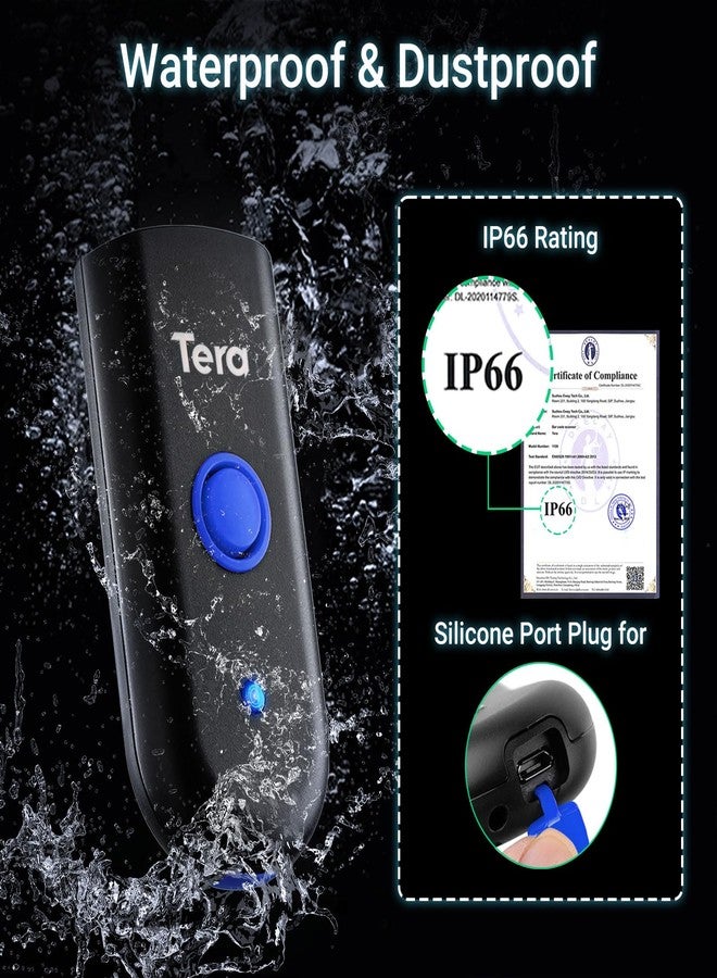 Tera Mini 1D Barcode Scanner: Pocket Waterproof Wireless Laser Scanner 3 in 1 Compatible with Bluetooth USB Wired Portable Bar Code Reader for Supermarket Logistics Work with iOS Windows Android 1100L - Image 3