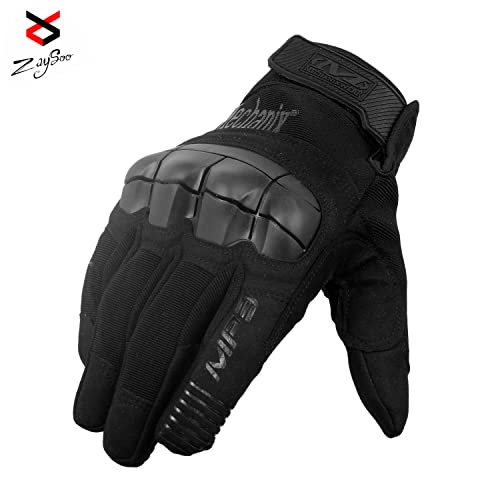 ZaySoo Full Hand Gloves for Men Bike Riding, Anti-Sweat Breathable for Hiking,Cyclling,Travelling,Camping, Motorcycle - Velcrowrist Black - Image 3
