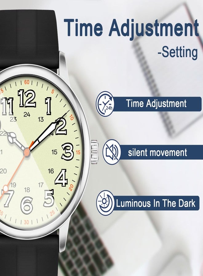 Asan Ge 41MM Men's Nurse Watch, Professional Military Time and Luminous Function | 3ATM Water Resistance, Silicone Strap, Suitable for Students and Nurses, Black - Image 3