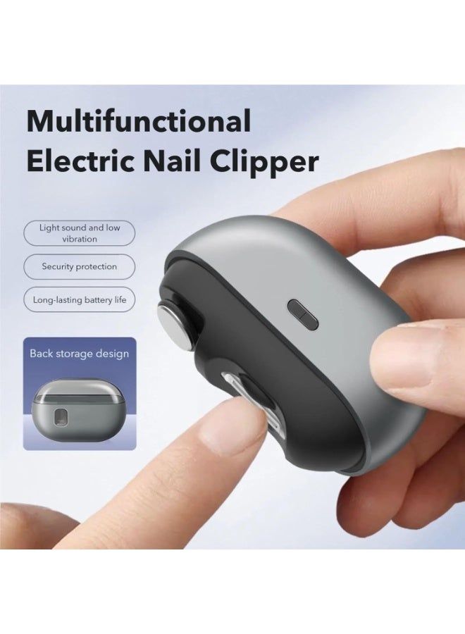 Electric Nail Clipper, Electric Toenail Clippers for Seniors&Women, Automanitc 3-in-1Nail Clippers Multi Function with LED Light & Storage Box (Black) - Image 4
