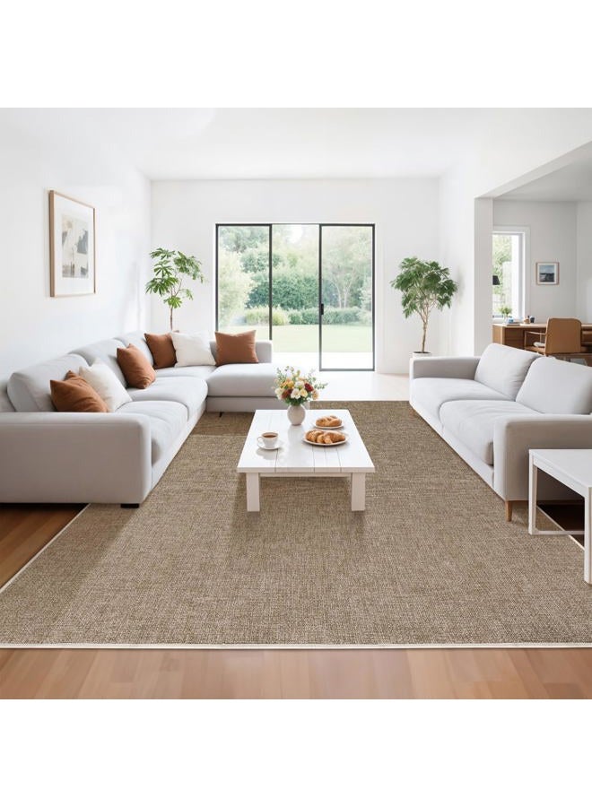 LBRO2M Easy Jute Solid Area Rug 8X10 Washable Rugs for Living Room Bedroom Natural Jute Indoor Outdoor Carpet Durable, Solid Non Shedding Eco Friendly (8X10 Natural) - Image 1